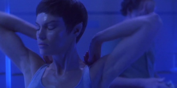 Jolene Blalock as T’Pol, entering Pon Farr, in Star Trek: Voyager.